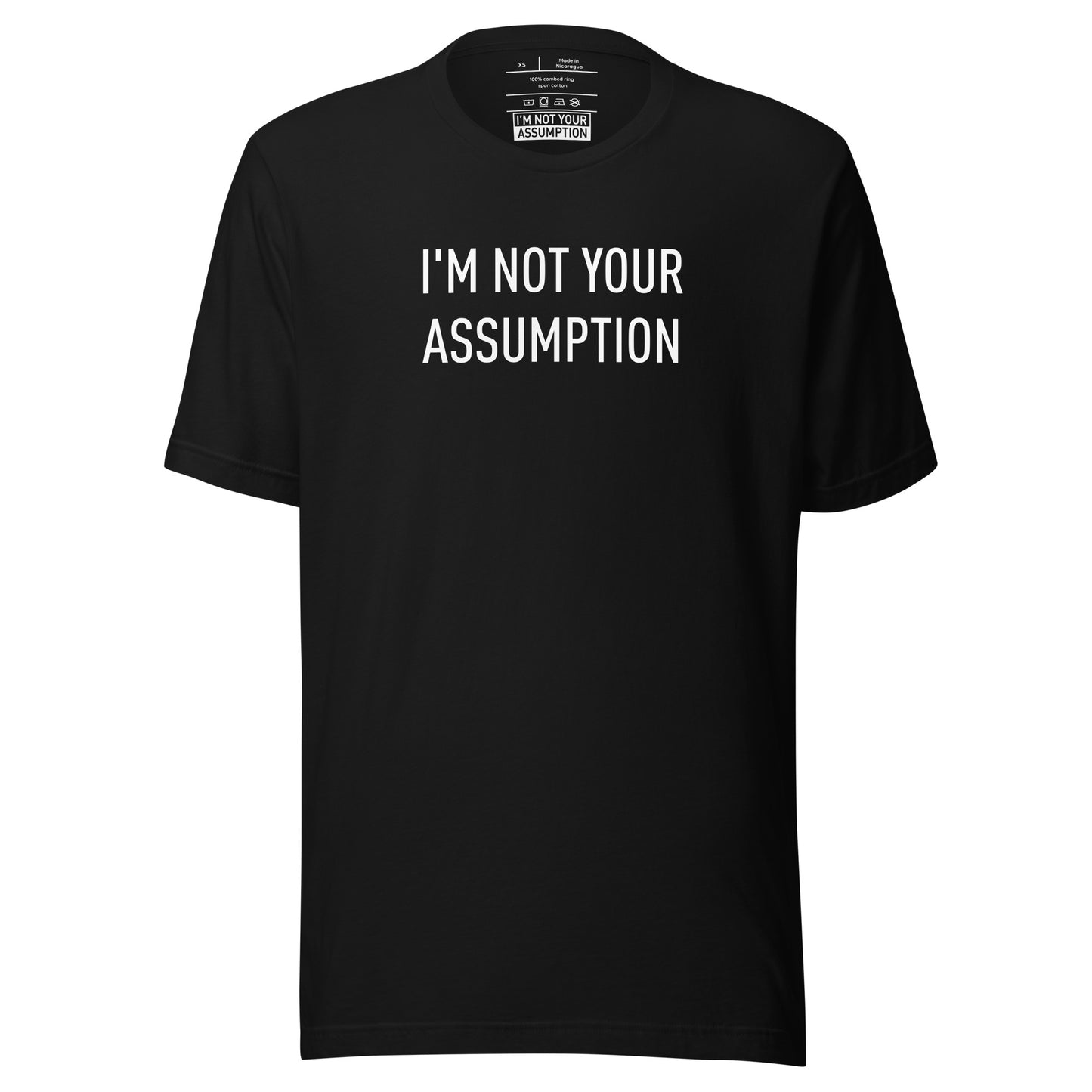 Gender Neutral Black SS Tee Shirt with White Logo Print