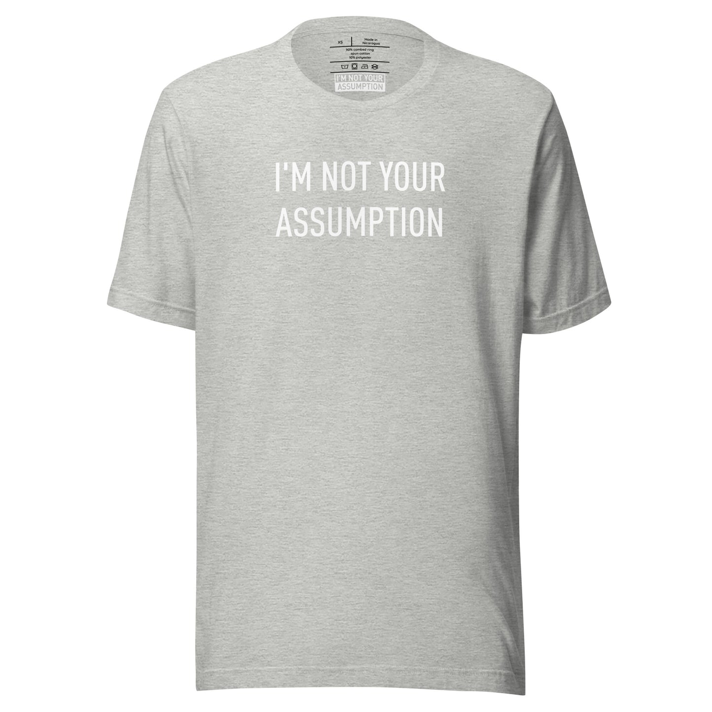 Gender Neutral Light Gray SS Tee Shirt with white logo print