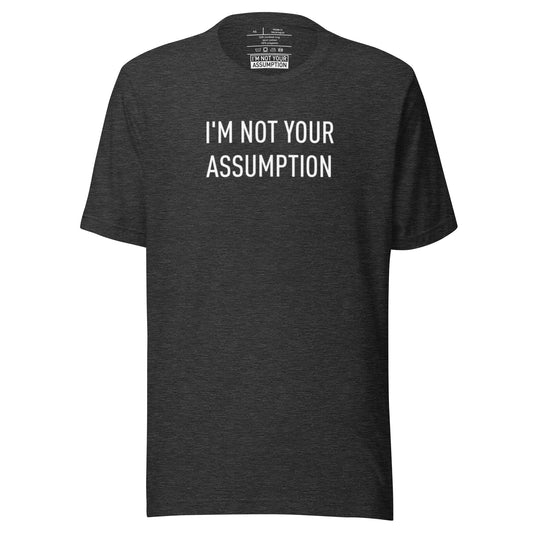 Gender Neutral Dark Gray SS Tee Shirt with White Logo Print