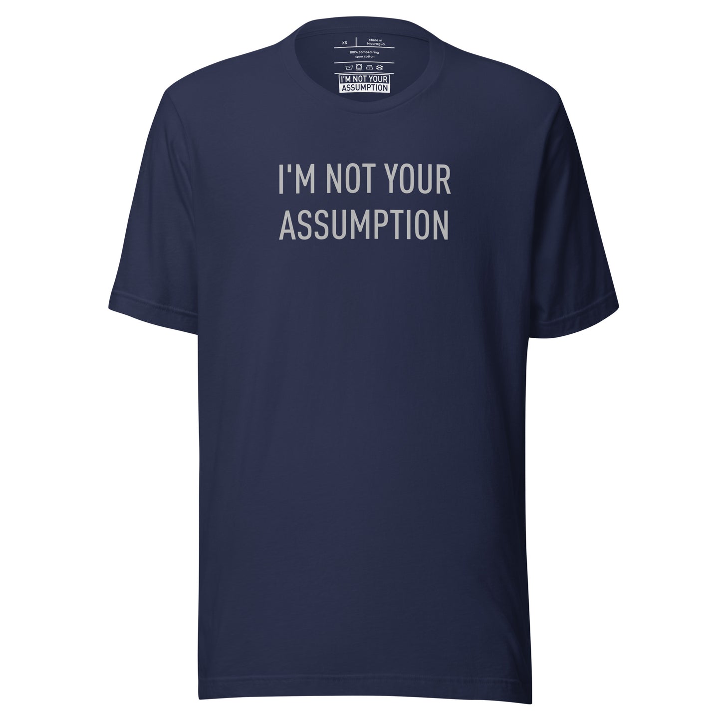 Gender Neutral Blue SS Tee Shirt with Gray Logo Print
